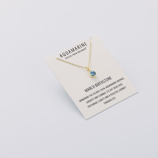 Gold Plated March (Aquamarine) Birthstone Necklace Created with Zircondia® Crystals
