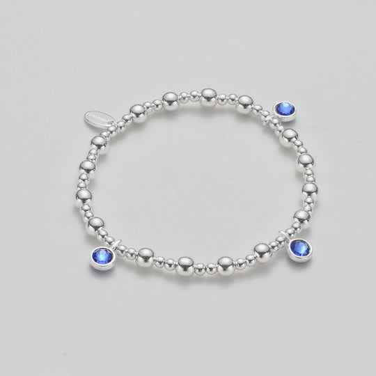 September (Sapphire) Birthstone Stretch Charm Bracelet with Quote Gift Box Video