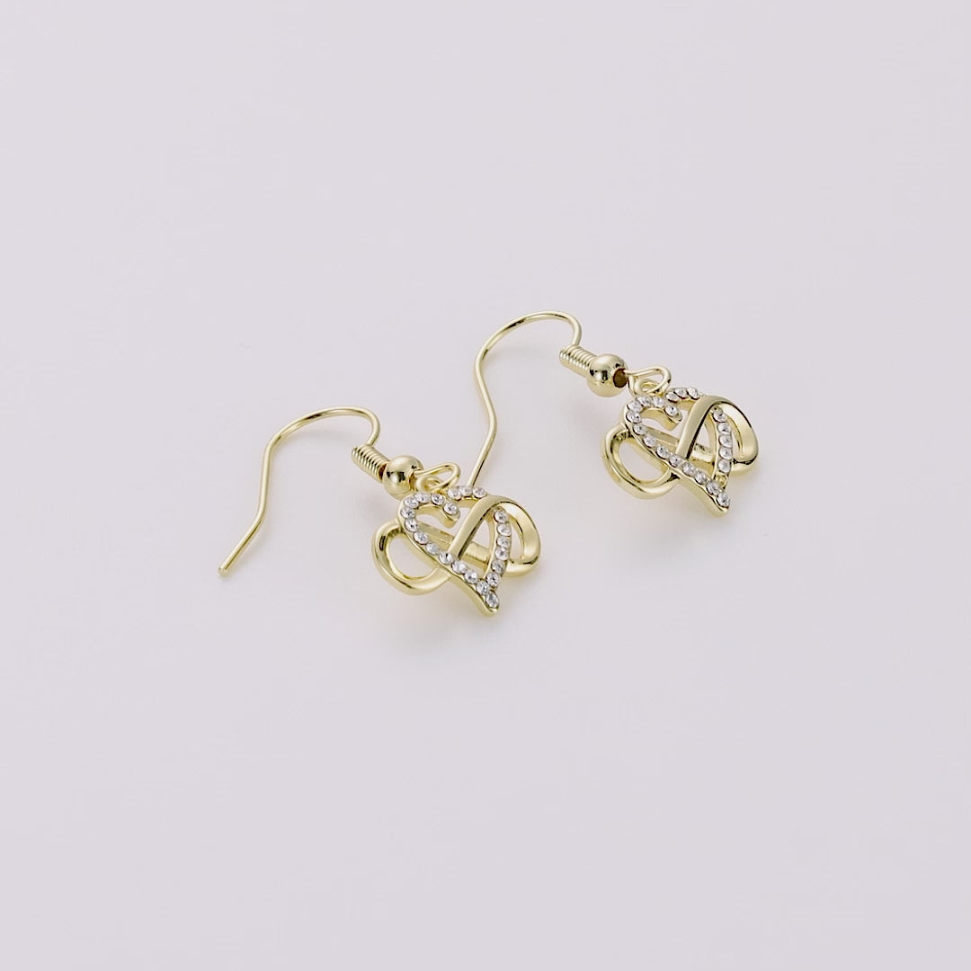 Gold Plated Infinity Heart Drop Earrings Created with Zircondia® Crystals