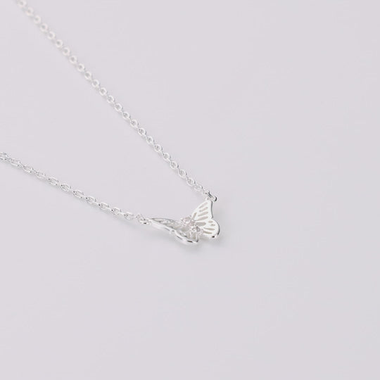 Silver Plated Butterfly Necklace Created with Zircondia® Crystals