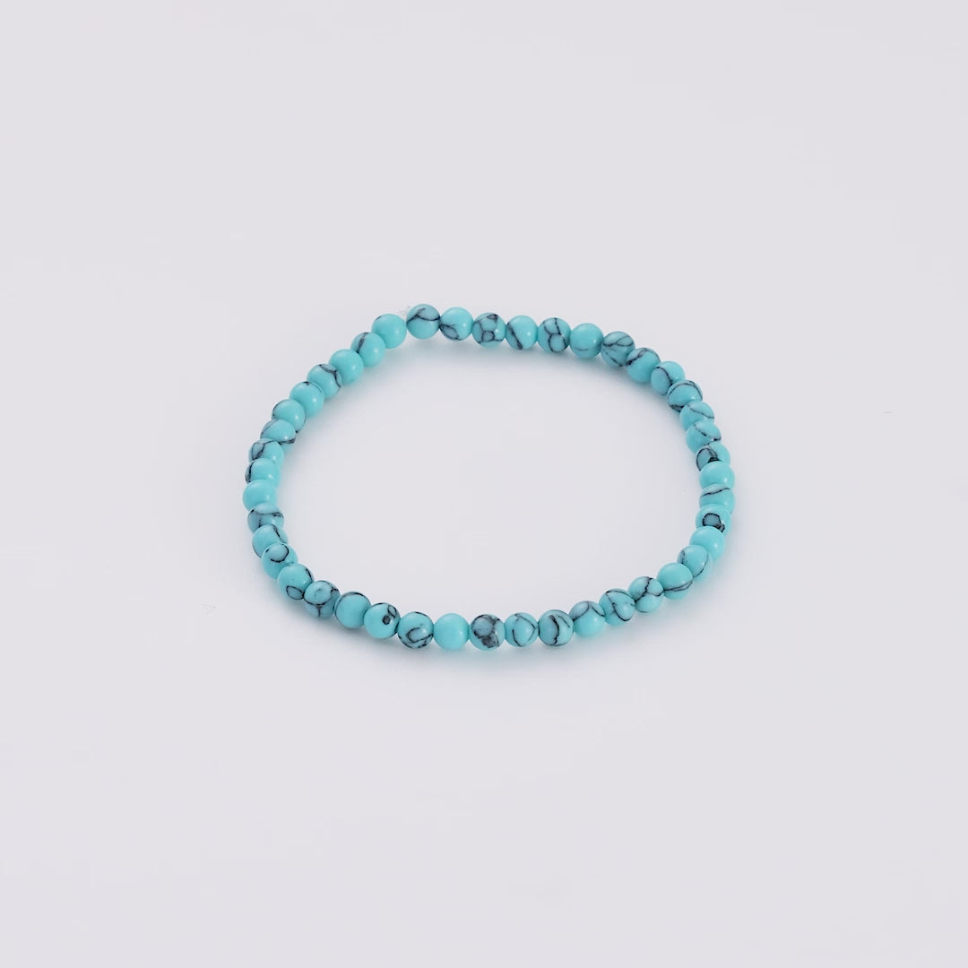 Synthetic Turquoise Mini Beaded Gemstone Stretch Bracelet