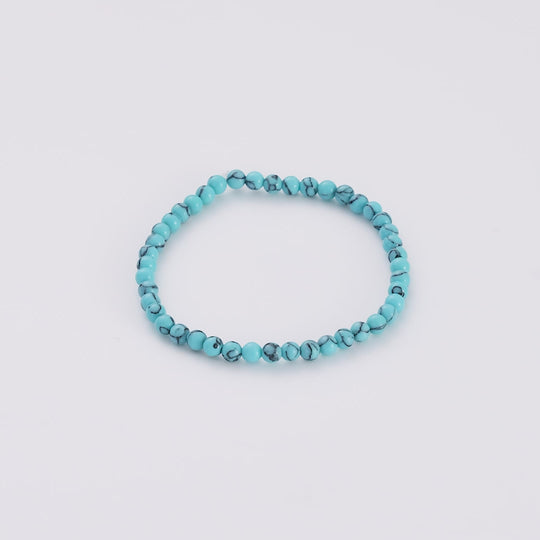 Synthetic Turquoise Mini Beaded Gemstone Stretch Bracelet