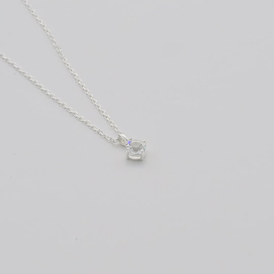 Sterling Silver April (Diamond) Birthstone Necklace Created with Zircondia® Crystals Video