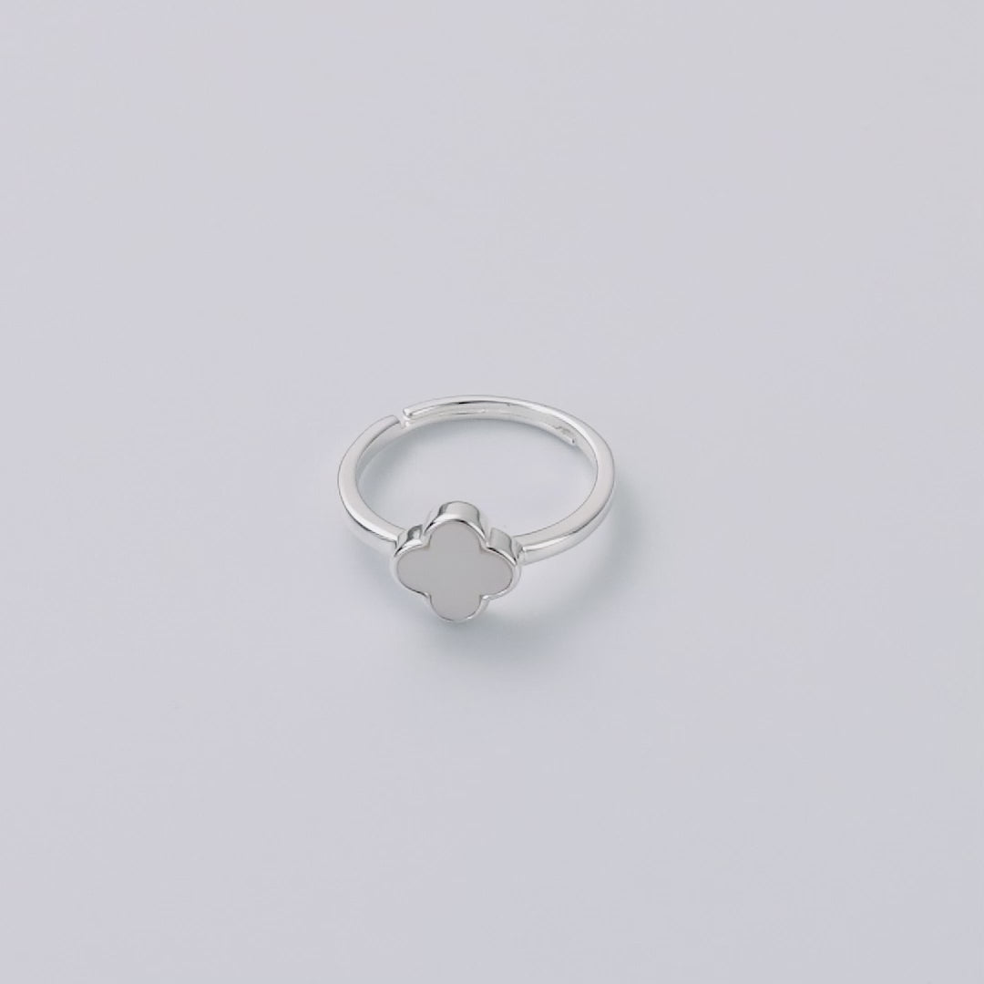 Mother of Pearl Gemstone Adjustable Clover Ring