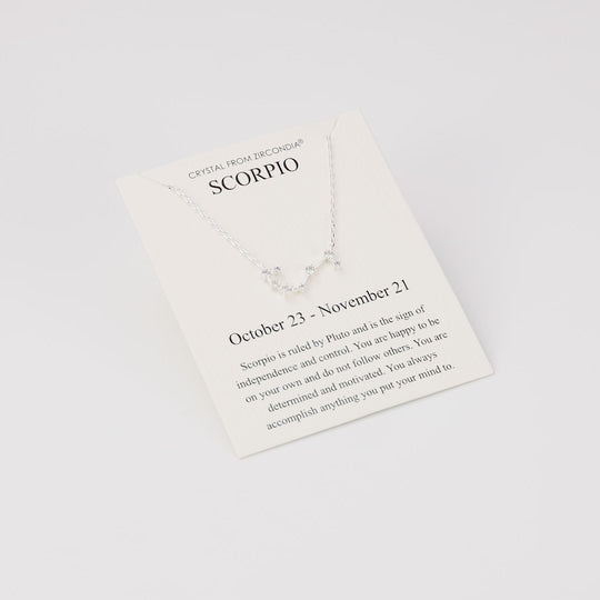 Scorpio Star Sign Zodiac Constellation Necklace and Quote Card with Zircondia® Crystals