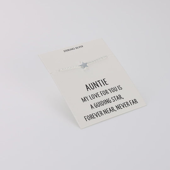 Sterling Silver Auntie Quote Star Bracelet