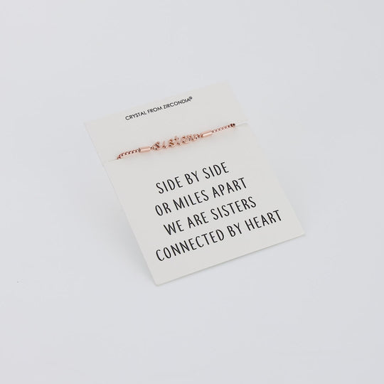 Rose Gold Plated Sister Bracelet with Quote Card Created with Zircondia® Crystals