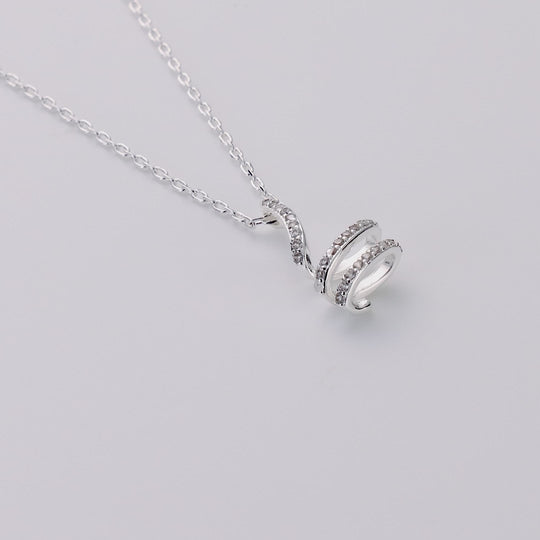 Silver Plated Spiral Twist Necklace Created with Zircondia® Crystals