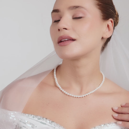 White Pearl Strand Choker Bridal Necklace