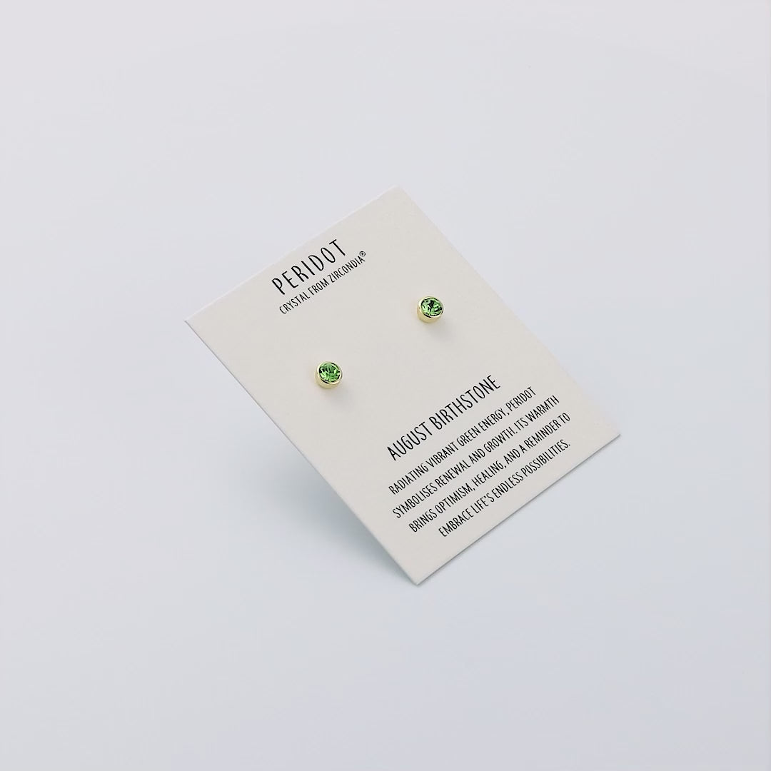 Gold Plated August (Peridot) Birthstone Earrings Created with Zircondia® Crystals