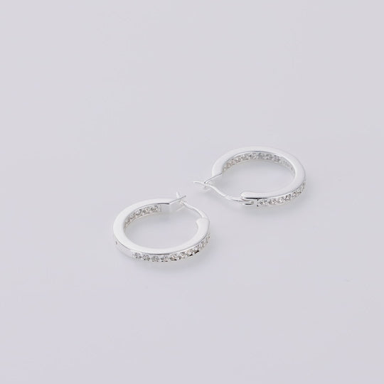Sterling Silver Inside Outside Hoop Earrings Created with Zircondia® Crystals