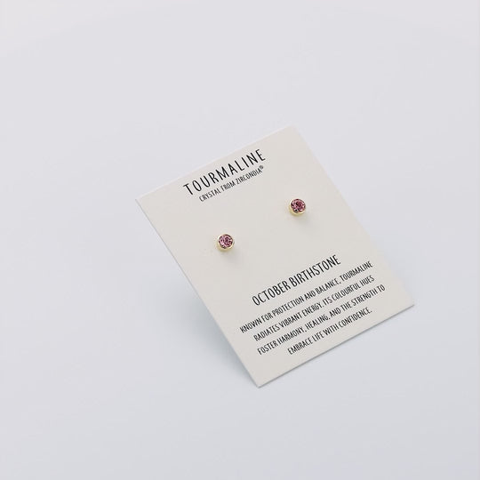 Gold Plated October (Tourmaline) Birthstone Earrings Created with Zircondia® Crystals