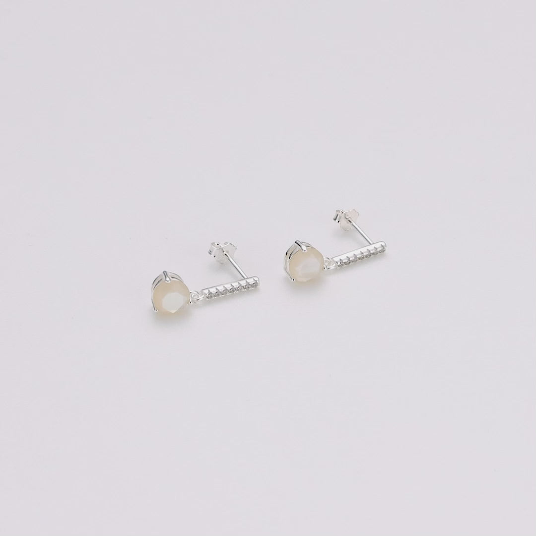 Sterling Silver Mother of Pearl Gemstone Drop Earrings