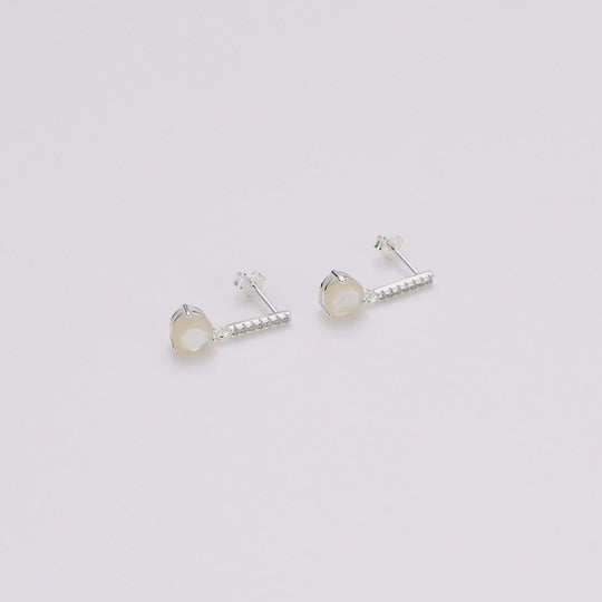 Sterling Silver Mother of Pearl Gemstone Drop Earrings