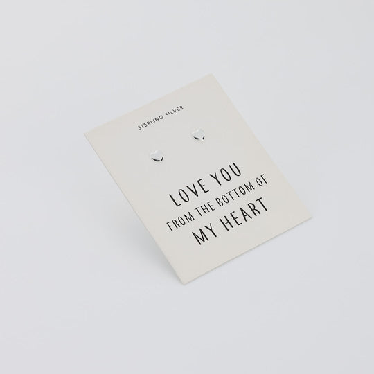 Sterling Silver Bottom of My Heart Earrings with Quote Card