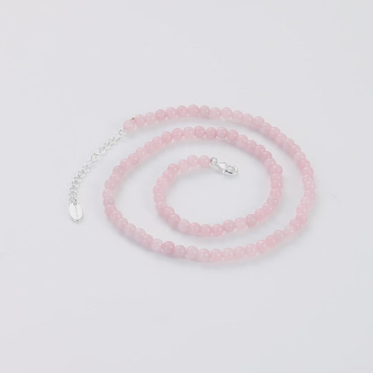 Rose Quartz Mini Beaded Gemstone Necklace