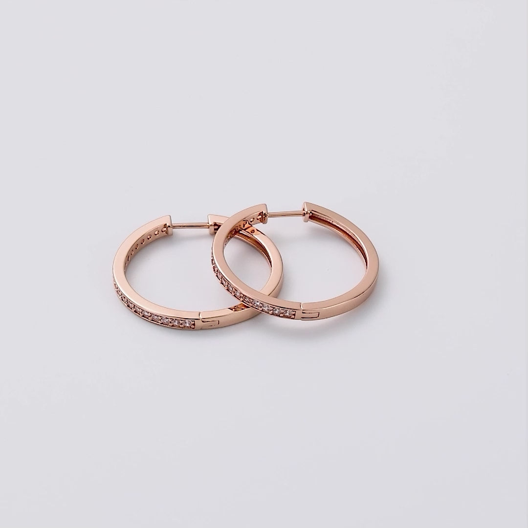 Rose Gold Plated 30mm Hoop Earrings Created with Zircondia® Crystals