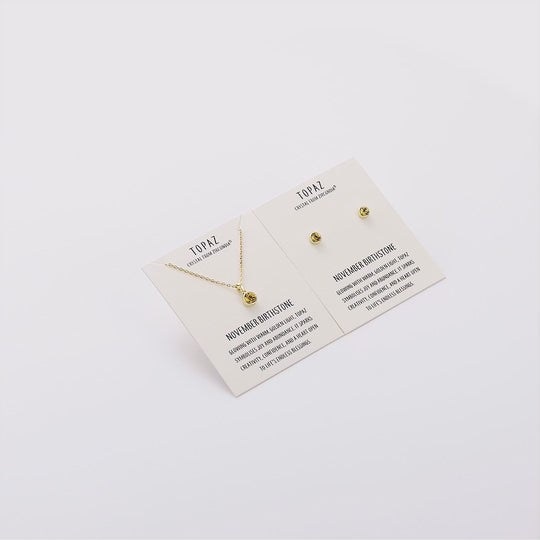 Gold Plated November (Topaz) Birthstone Necklace & Earrings Set Created with Zircondia® Crystals