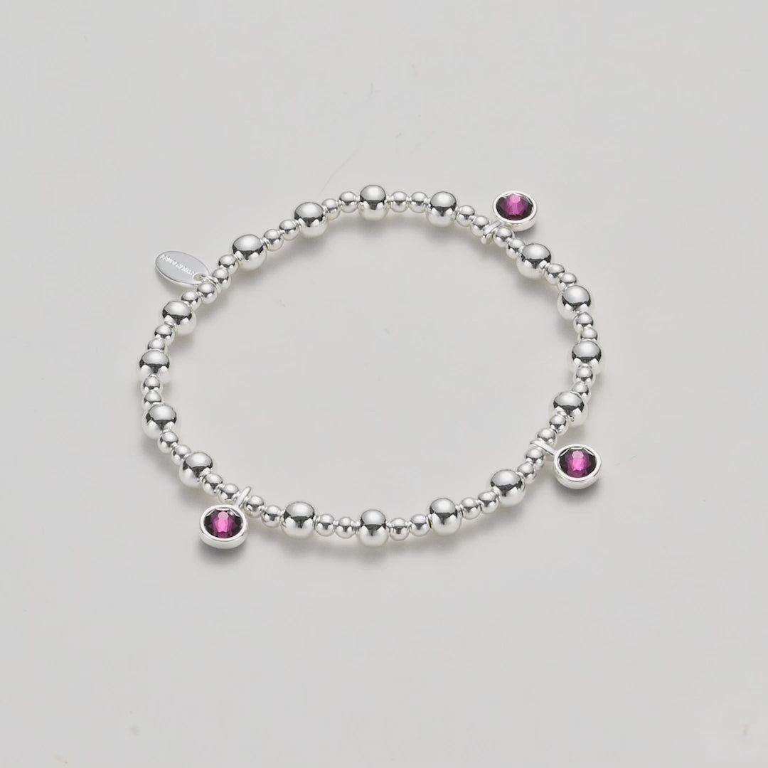 June (Alexandrite) Birthstone Stretch Charm Bracelet with Quote Gift Box Video