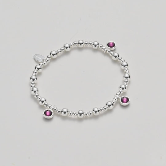 June (Alexandrite) Birthstone Stretch Charm Bracelet with Quote Gift Box Video