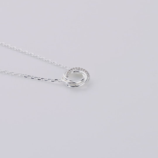 Silver Plated Circle Knot Necklace Created with Zircondia® Crystals
