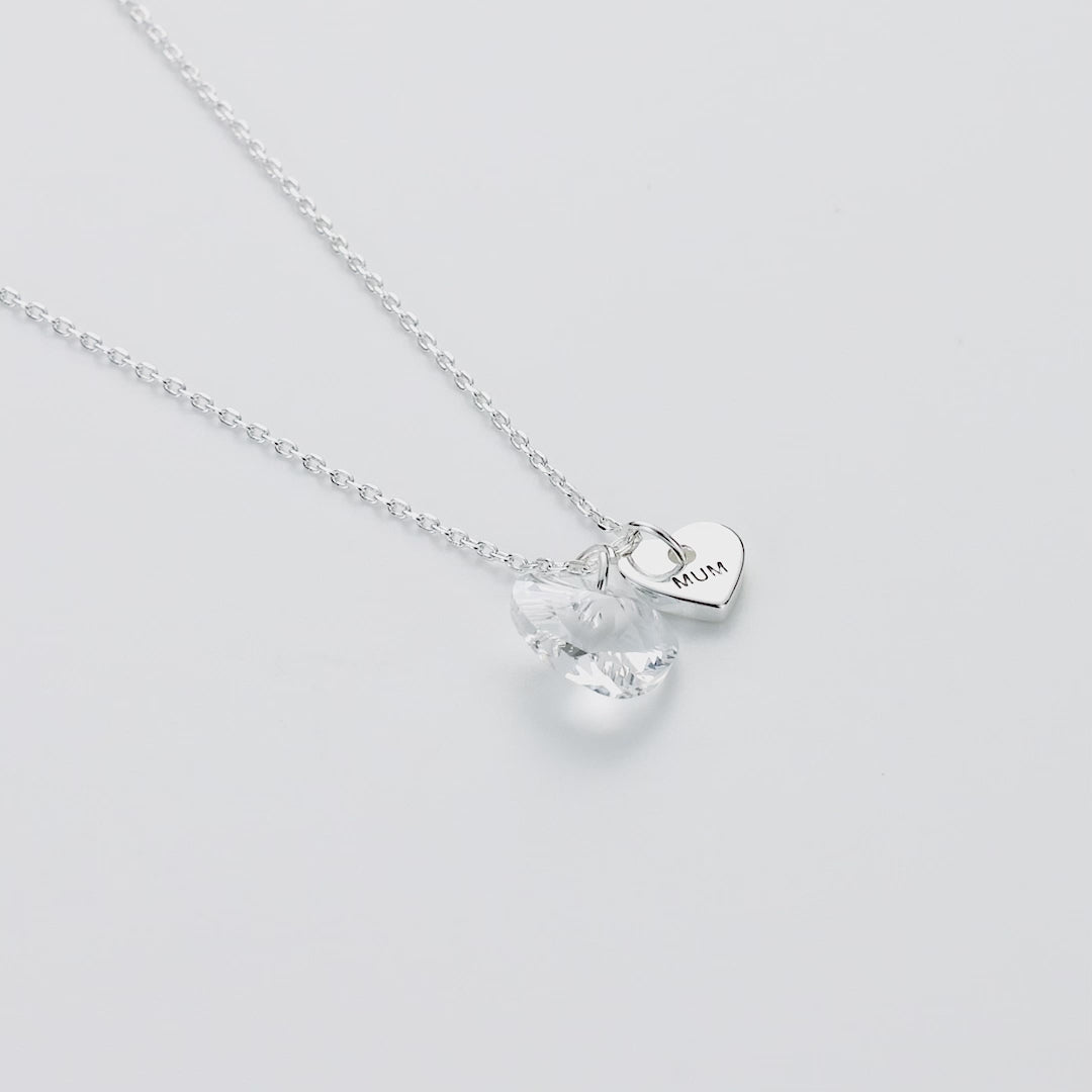 Mum Heart Necklace Created with Zircondia® Crystals