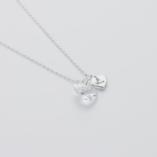 Mum Heart Necklace Created with Zircondia® Crystals