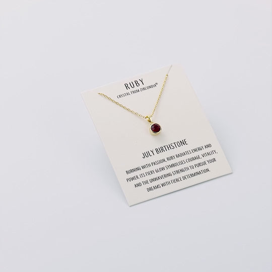 Gold Plated July (Ruby) Birthstone Necklace Created with Zircondia® Crystals