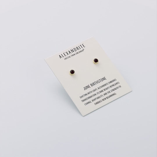 Gold Plated June (Alexandrite) Birthstone Earrings Created with Zircondia® Crystals