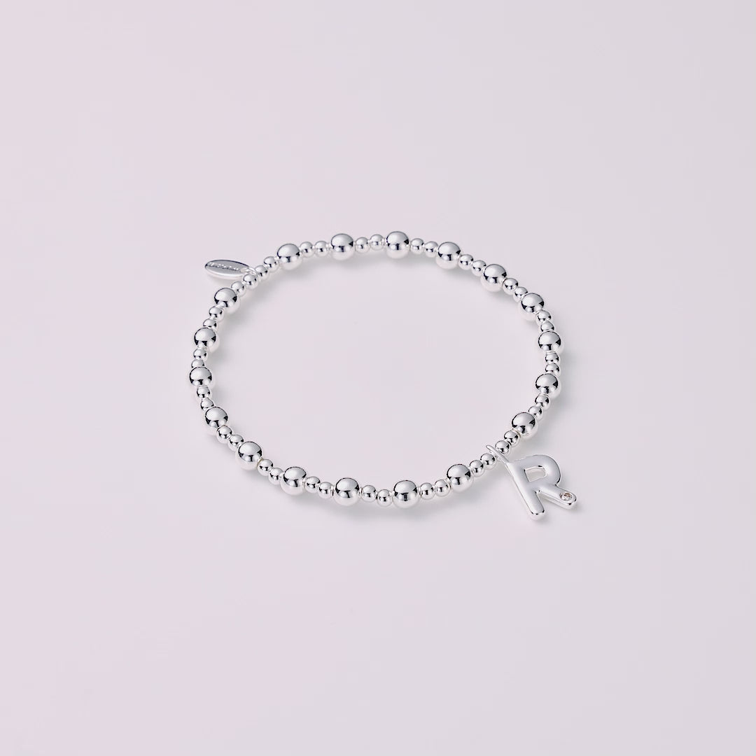 Letter R Initial Stretch Bracelet Created with Zircondia® Crystals