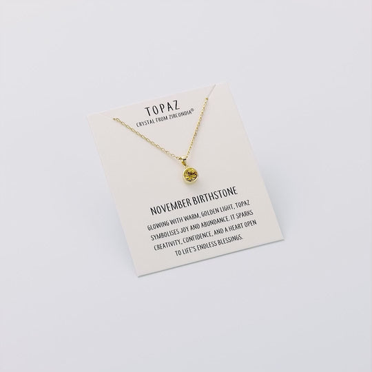 Gold Plated November (Topaz) Birthstone Necklace Created with Zircondia® Crystals