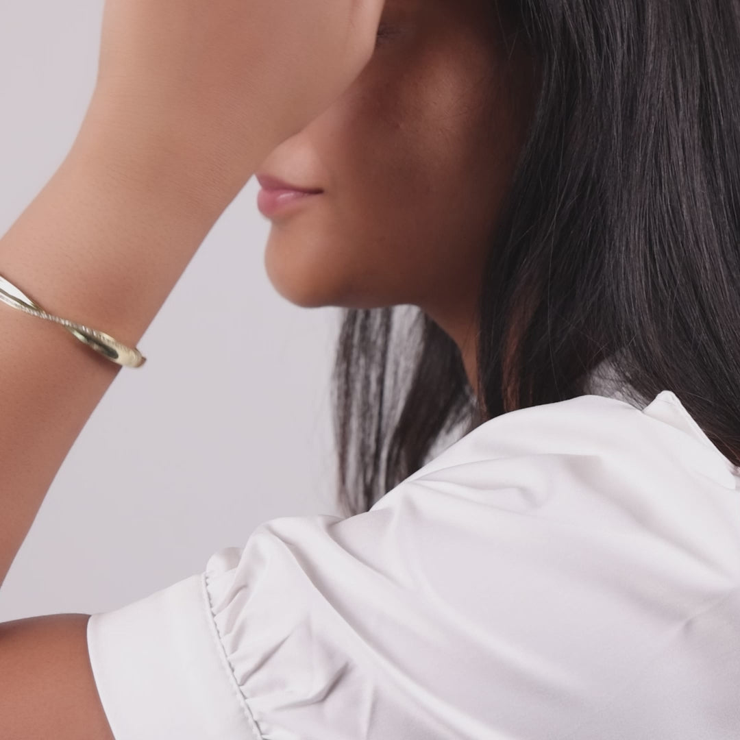 Gold Plated Arc Bangle Created with Zircondia® Crystals (7 Inch)