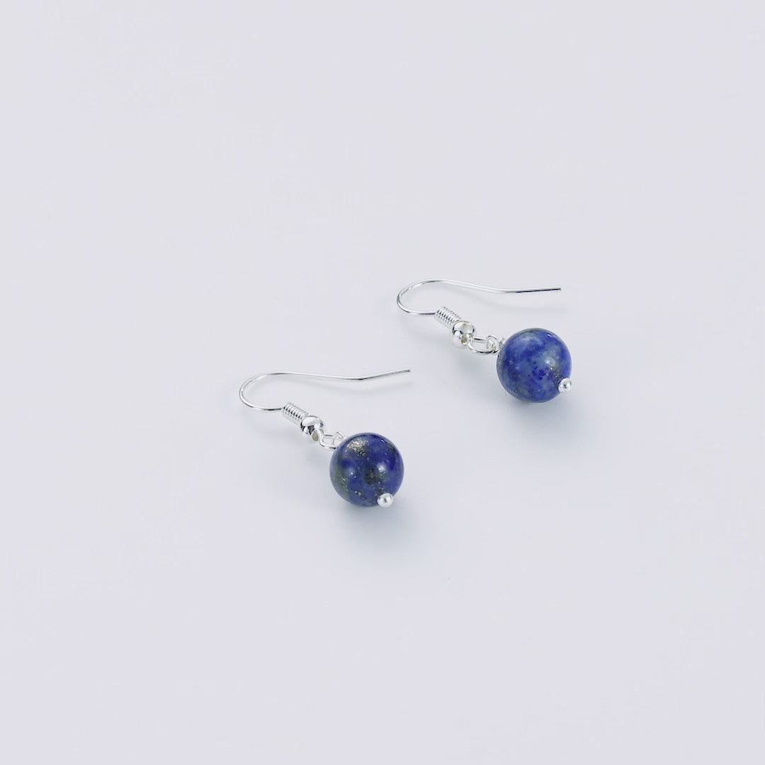 Lapis Gemstone Round Drop Earrings