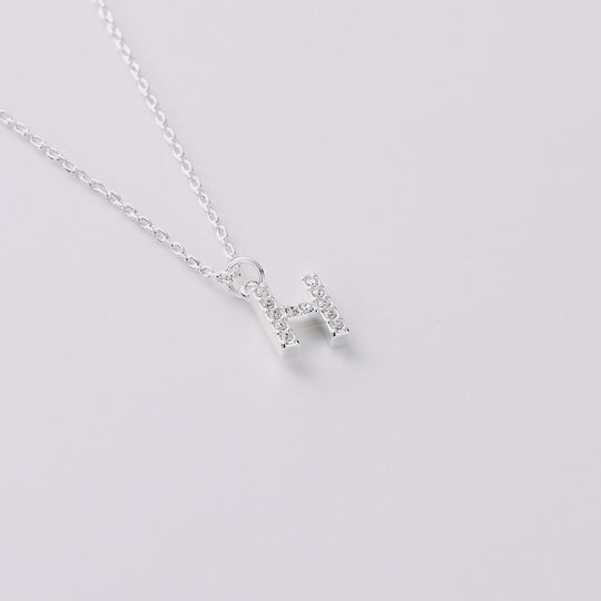Pave Initial Necklace Letter H Created with Zircondia® Crystals