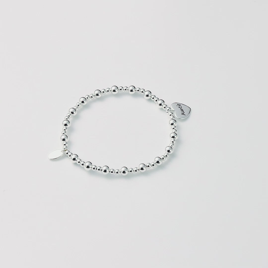 Auntie Heart Charm Beaded Stretch Bracelet