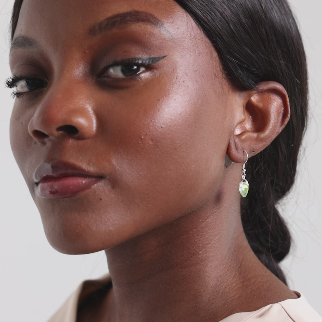 Sterling Silver Aurora Borealis Heart Earrings Created with Zircondia® Crystals Video