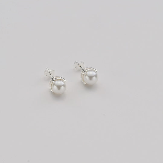 Sterling Silver June (Pearl) Birthstone Earrings Created with Gemstones from Zircondia® Video