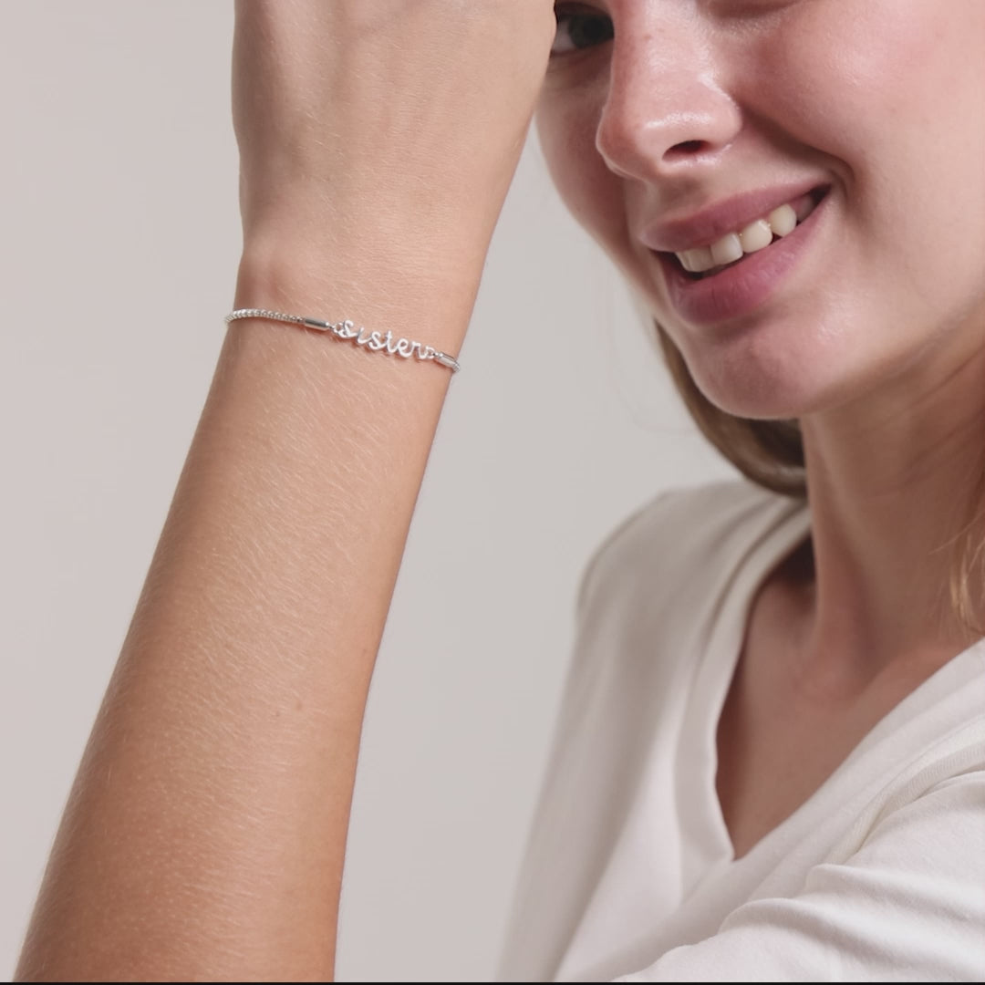 Silver Plated Sister Bracelet Created with Zircondia® Crystals Video