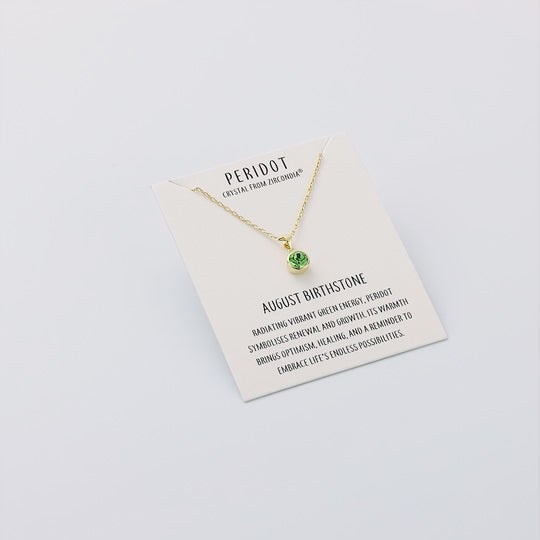 Gold Plated August (Peridot) Birthstone Necklace Created with Zircondia® Crystals