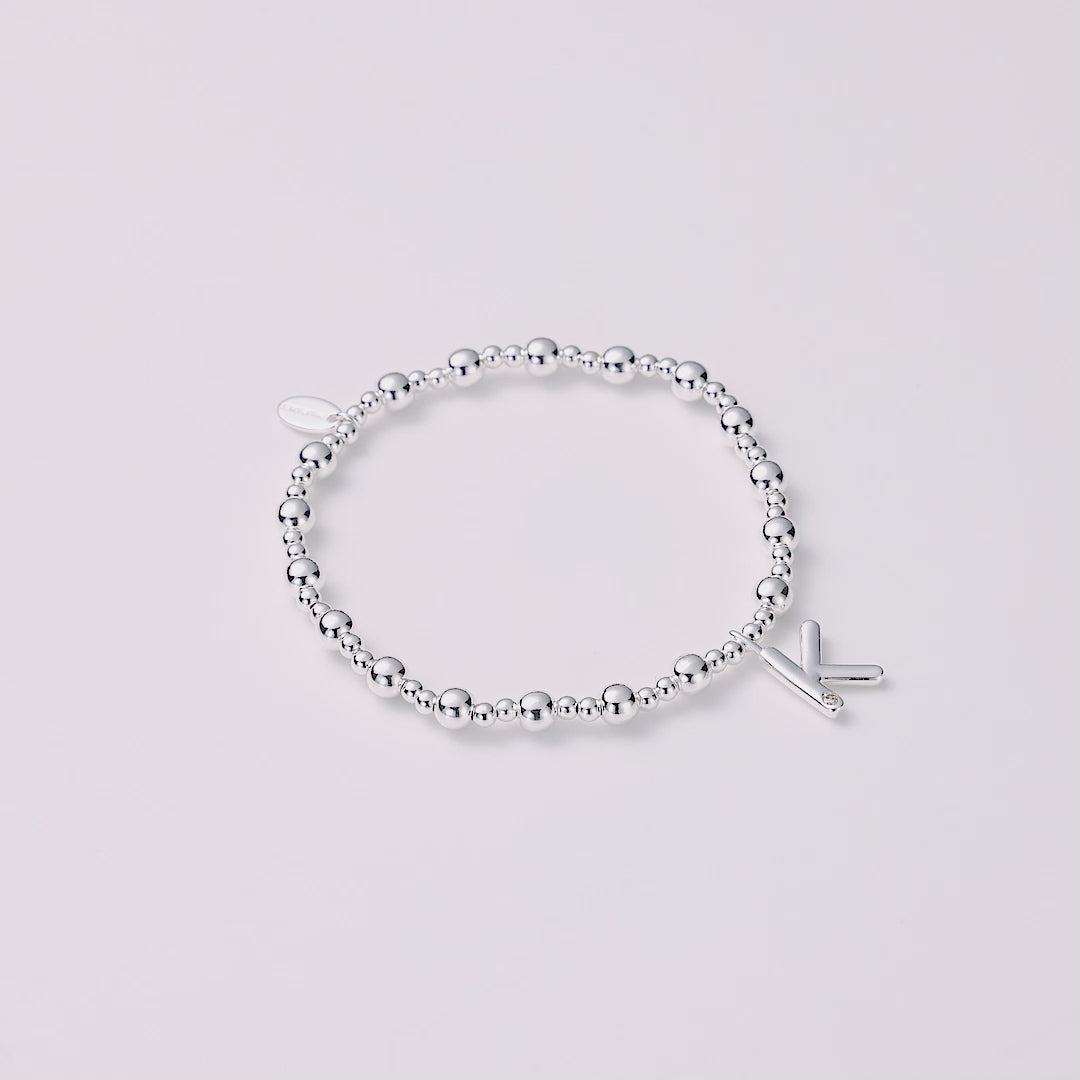 Letter K Initial Stretch Bracelet Created with Zircondia® Crystals