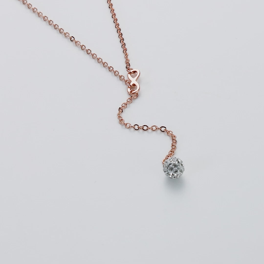 Rose Gold Plated Infinity Lariat Necklace Created with Zircondia® Crystals