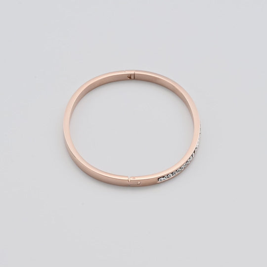 Rose Gold Plated Channel Set Bangle Created with Zircondia® Crystals Video