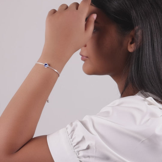 Dark Blue Crystal Bracelet Created with Zircondia® Crystals