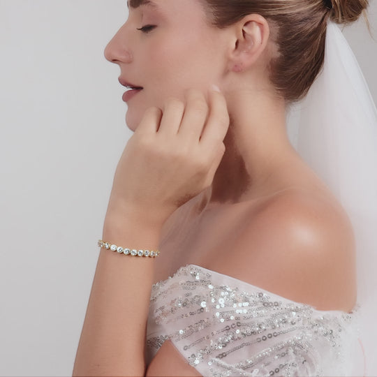 Gold Plated Friendship Bridal Bracelet with Zircondia® Crystals
