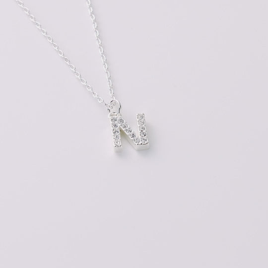 Pave Initial Necklace Letter N Created with Zircondia® Crystals