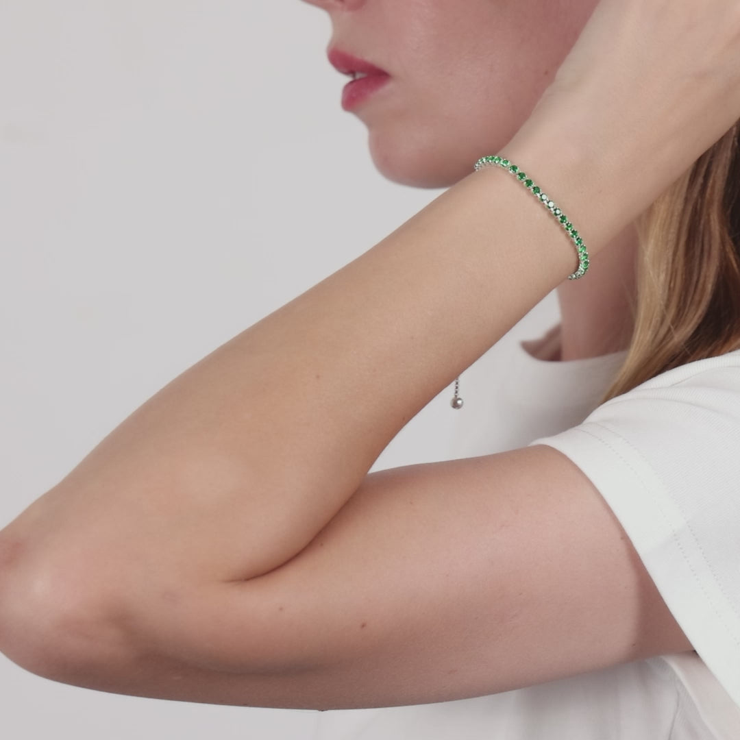 Green Tennis Friendship Bracelet Created with Zircondia® Crystals