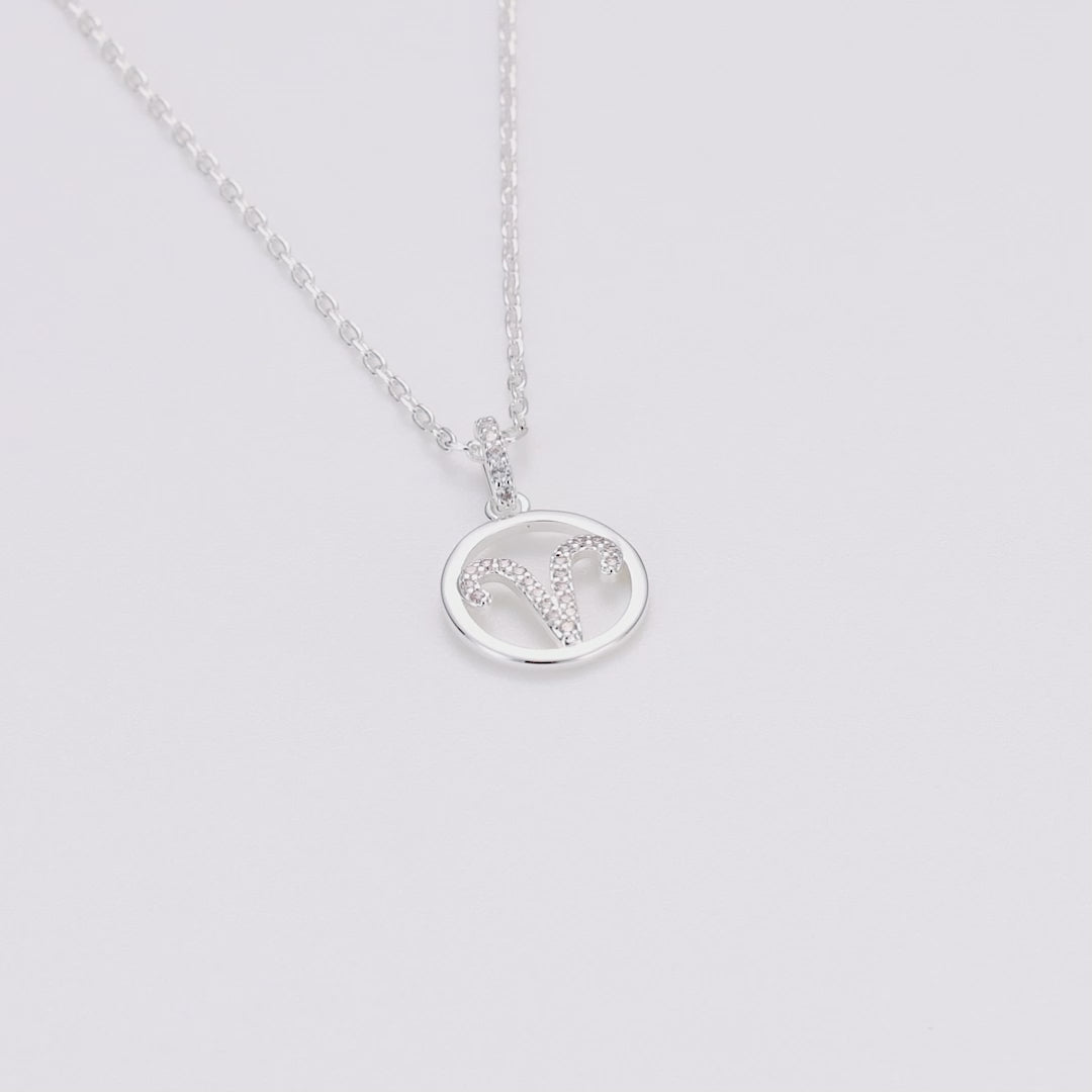 Aries Star Sign Zodiac Necklace with Zircondia® Crystals