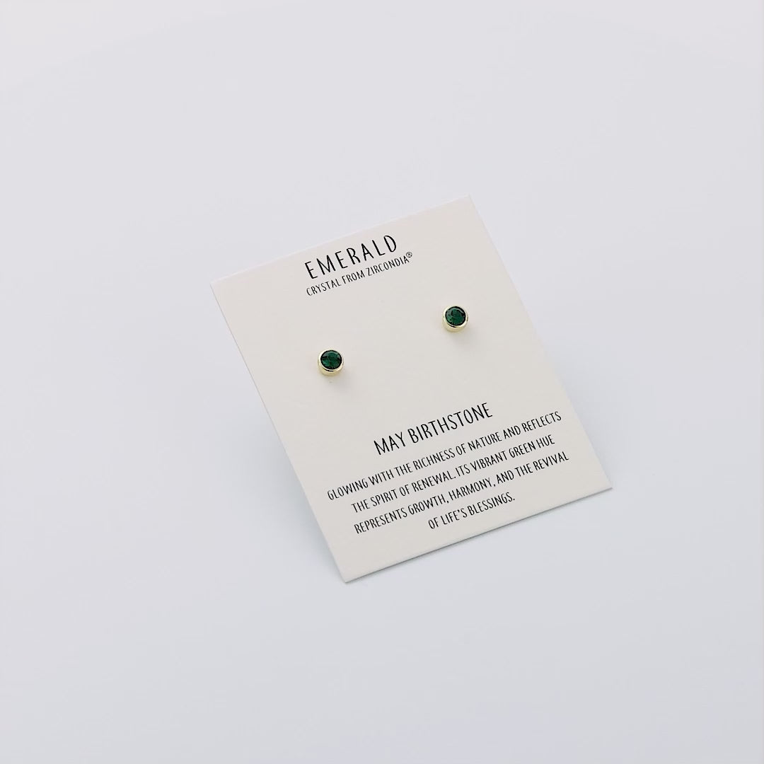 Gold Plated May (Emerald) Birthstone Earrings Created with Zircondia® Crystals