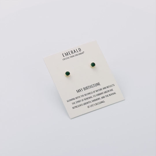 Gold Plated May (Emerald) Birthstone Earrings Created with Zircondia® Crystals