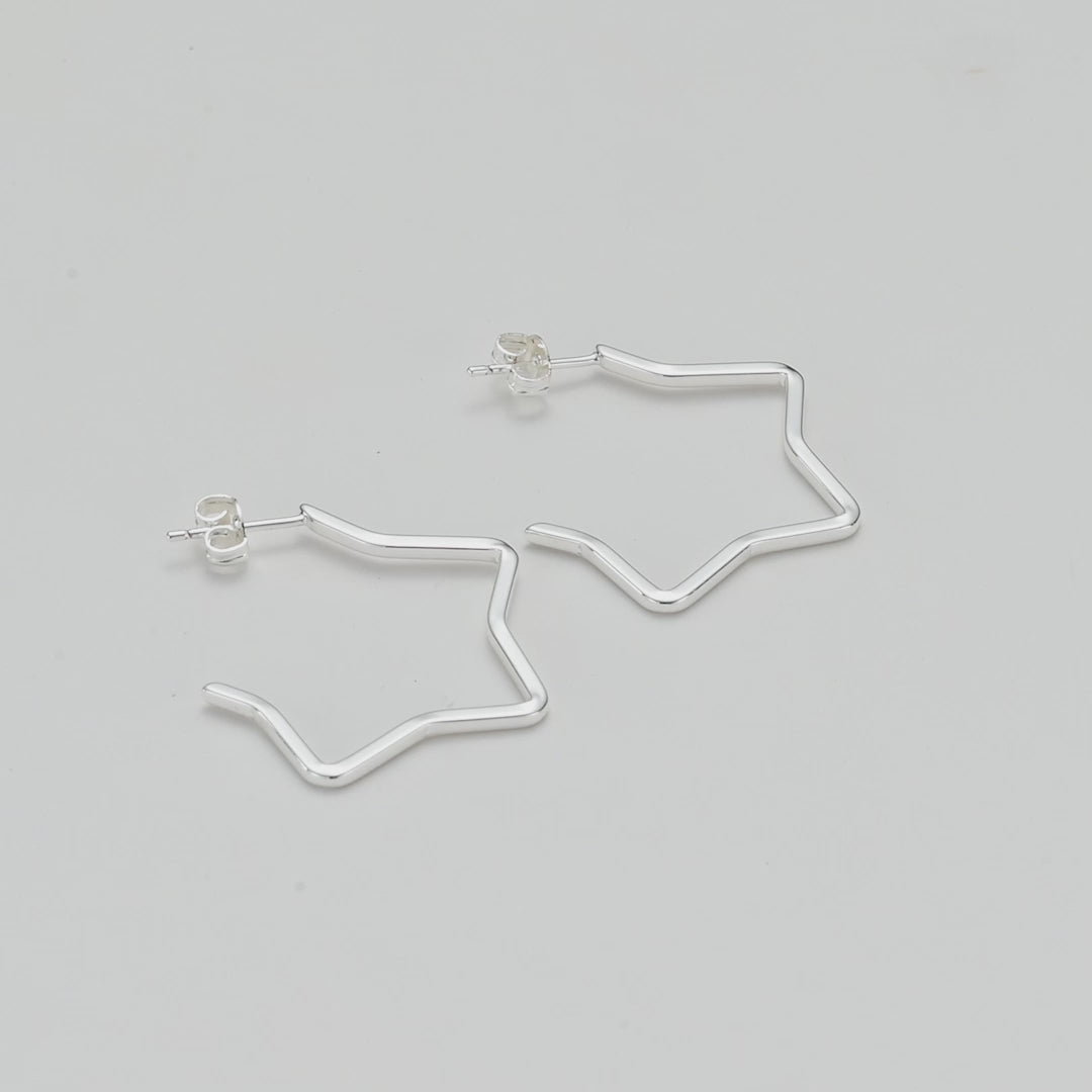 Silver Plated Star Hoop Earrings Video